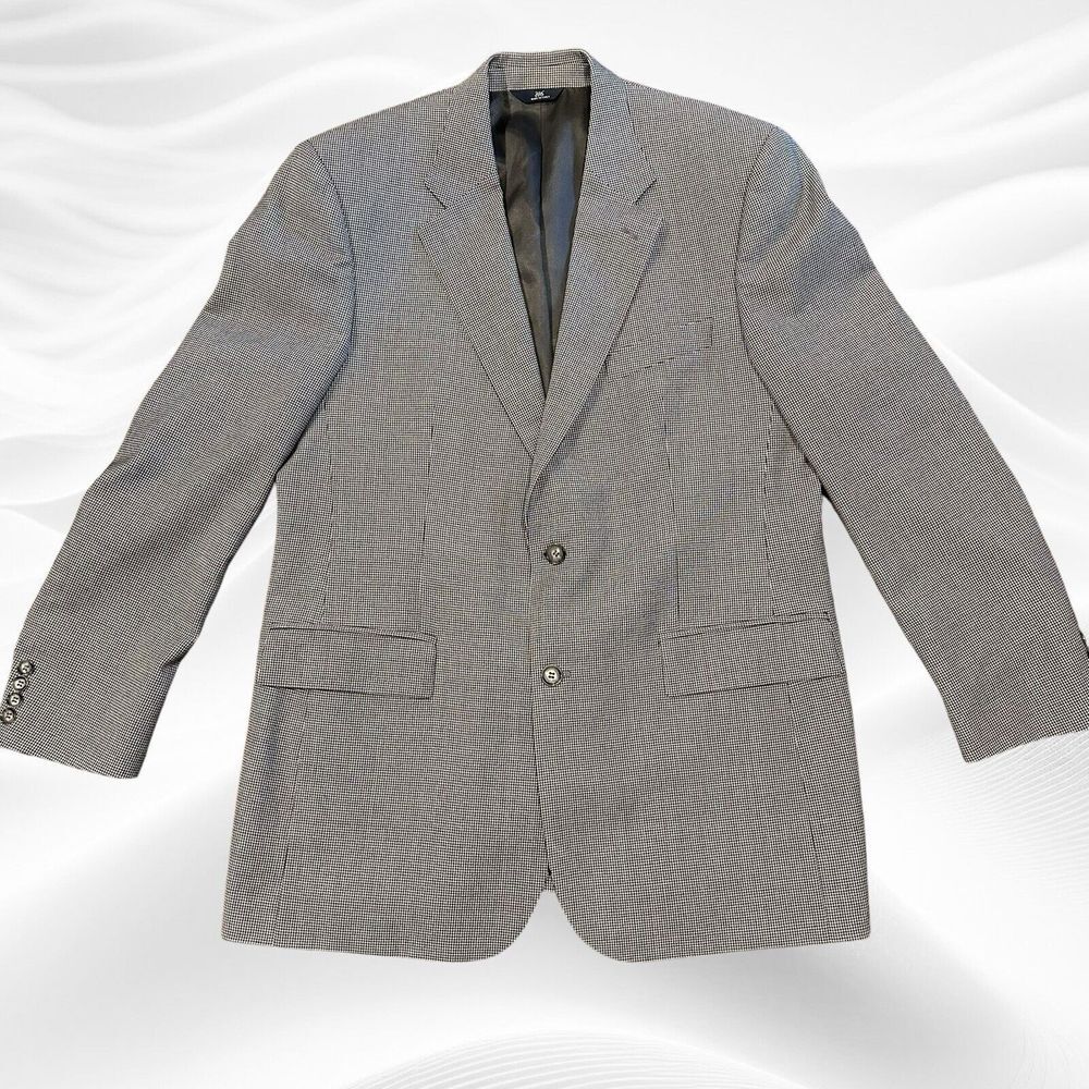 Brooks Brothers 346 Blazer Sport Coat Mens 43L Wool Cashmere Houndstooth Gray